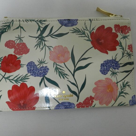 Kate Spade New York Blossom coated canvas pouch make-up bag pencil case floral - Picture 3 of 12